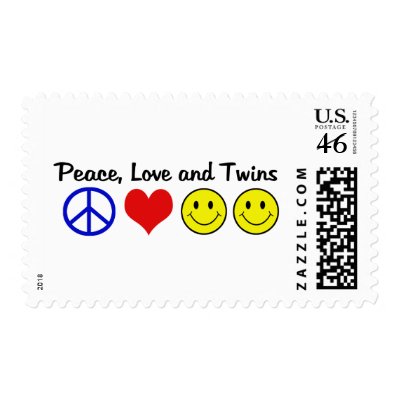 Peace Love and Twins Postage by Scrappintwins