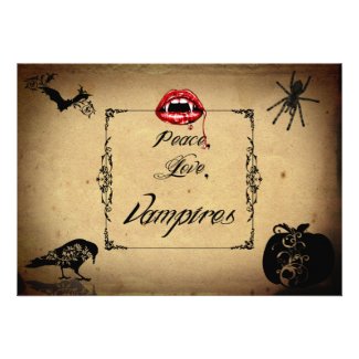 Peace, Love, and Vampires Halloween Party Personalized Announcement