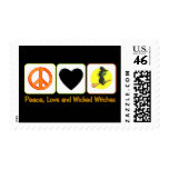 Peace, Love and Wicked Witches Postage Stamps