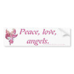 Peace, love, angels. bumper sticker