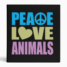 Peace Love Animals 3 Ring Binders