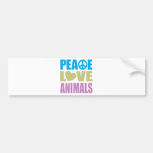 Peace Love Animals Bumper Sticker