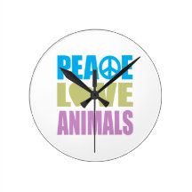 Peace Love Animals Clocks