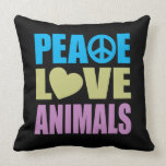 Peace Love Animals Throw Pillow