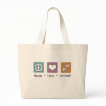 Peace Love Animals (Two Paws) Canvas Bags