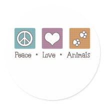 Peace Love Animals (Two Paws) Stickers