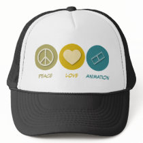 Peace Love Animation Trucker Hats