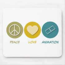Peace Love Animation Mouse Mat