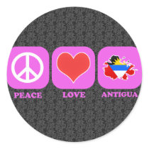 Peace Love Antigua Round Stickers