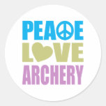 Peace Love Archery Round Sticker