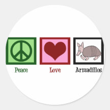 Peace Love Armadillos Round Sticker