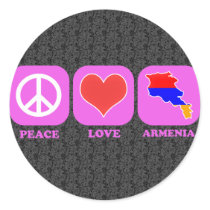 Peace Love Armenia Round Stickers