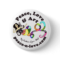 Peace, Love & Art Mermaid Promotional Button