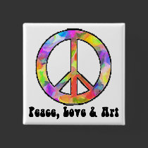 Peace, Love & Art Pin buttons by Victoreeah Peace, Love & Art Pin buttons