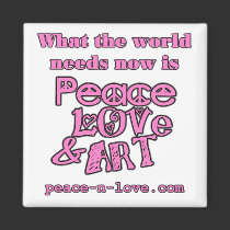 Peace, Love & Art Pink Magnet