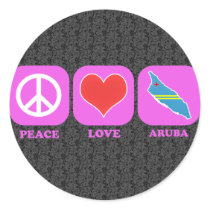 Peace Love Aruba Round Stickers