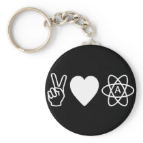 Peace Love Atheism Keychains