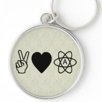 Peace Love Atheism Keychains