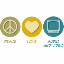 Peace Love Audio and Video photo sculptures