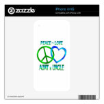 Peace Love Aunt & Uncle Decal For iPhone 4S