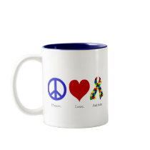 Peace. Love. Autism. (bright colored) Mug