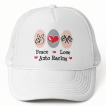 Peace Love Auto Racing Checkered Flag Cap hats by SportyTeesGifts Peace Love Auto Racing Checkered Flag Cap hats