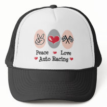 Peace Love Auto Racing Checkered Flag Hat