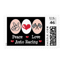 Peace Love Auto Racing Checkered Flag Stamps