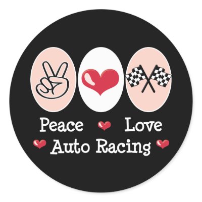 Auto Racing Apperal on Peace Love Auto Racing Checkered Flag Stickers From Zazzle Com