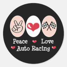 Peace Love Auto Racing Checkered Flag Stickers