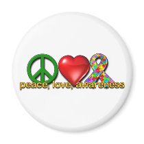 Peace Love Awareness Fridge Magnet
