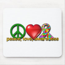 Peace Love Awareness mousepads by wolfmama Peace Love Awareness mousepads
