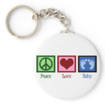 Peace Love Baby Boy Keychain