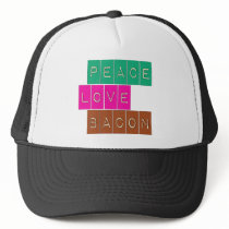 Peace Love Bacon Bright Colors Design hats