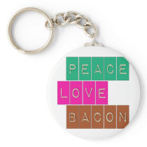 Peace Love Bacon Bright Colors Design Key Chains