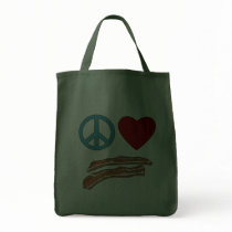 Peace Love Bacon Symbology Tshirt, Mug Canvas Bags