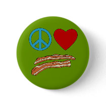 Peace Love Bacon Symbology Tshirt, Mug buttons by greenbaby Peace Love Bacon Symbology Tshirt, Mug buttons