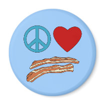 Peace Love Bacon Symbology Tshirt, Mug Magnet