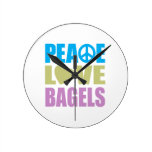 Peace Love Bagels Wall Clocks