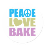 Peace Love Bake Round Sticker