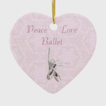 'Peace, Love & Ballet' Lace Heart Ornament ornaments