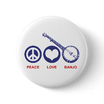 Peace Love Banjo Pinback Buttons