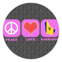 Peace Love Barbados Round Sticker
