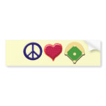 peace, love & baseball bumper sticker