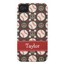 Peace Love Baseball iPhone 4 4s Case-Mate Cover Iphone 4 Case-mate Case