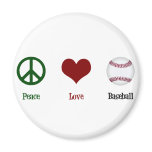 Peace Love Baseball Magnet