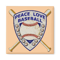 Peace Love Baseball Refrigerator Magnets