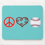 PEACE LOVE BASEBALL MOUSE PADS