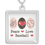 Peace Love Baseball Necklace