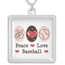 Peace Love Baseball Necklace